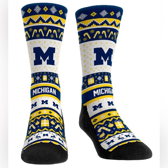 Michigan Wolverines Ugly Sweater Socks Sz. Men’s L/LX 9-13 - Picture 1 of 1